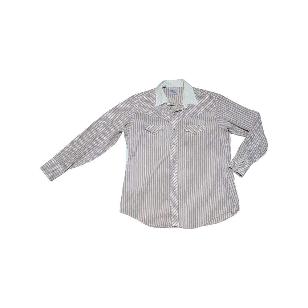 Vintage Kenny Rogers Western Snap Button Down Shirt Striepd Red White Cowboy XL